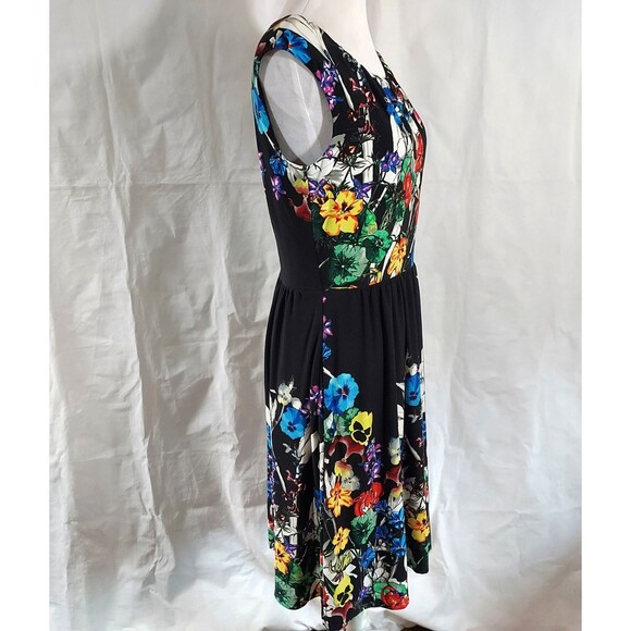 Ellen Tracy Dress Womens Size 8 Colorful Floral Sleeveless Pockets Stretch - Picture 5 of 11